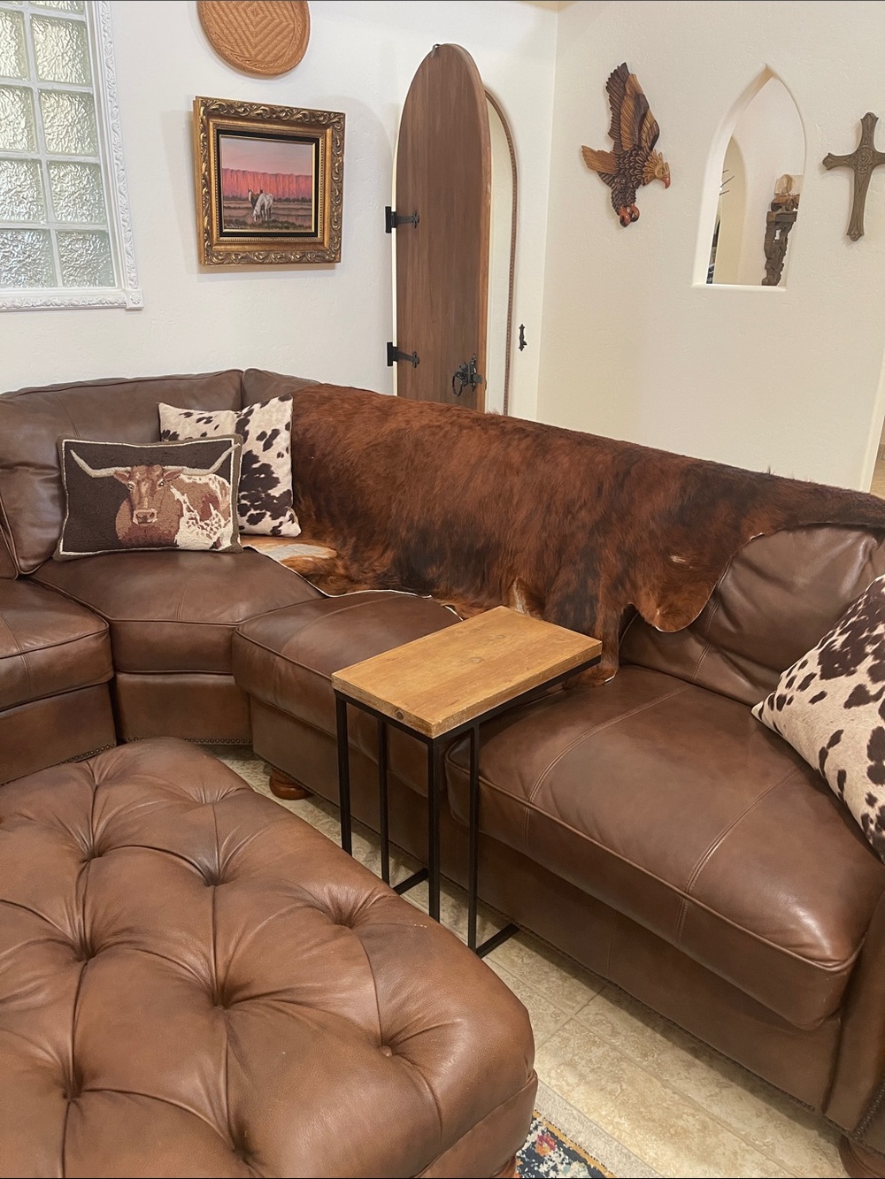 Brown Natural Cowhide Rug 85x77 xxl cowhide rug. - Picture 10 of 10